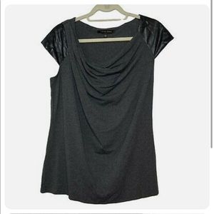 Cynthia Steffe leather cap sleeve top, sz Med